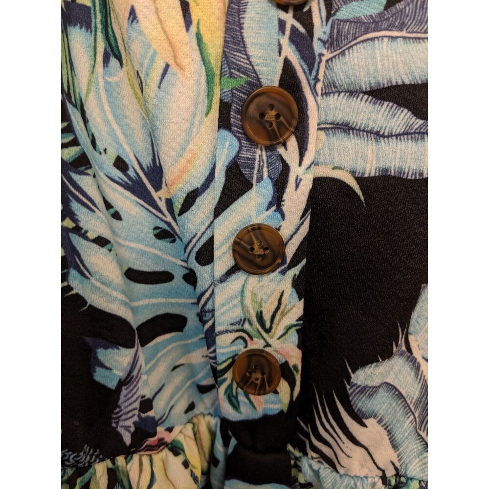 Tropical Faux Button Front Sun Dress - Picture 4 of 6